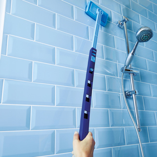 QKTYB Brosse de nettoyage de douche, brosse à récurer à long manche  extensible, brosse de nettoyage rotative à 180 °, brosse de nettoyage  amovible