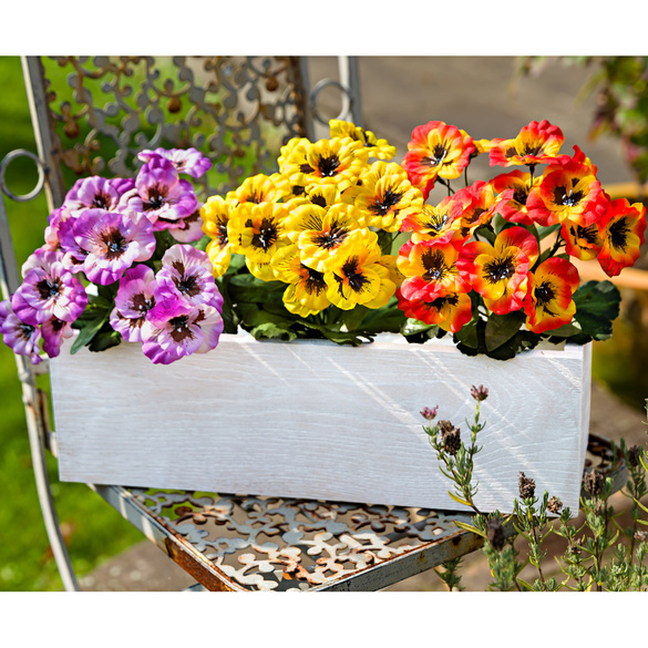 Bouquet De Pensées Artificielles En Soie - Décoration Florale Intérieure Sans Entretien, Dimensions Environ 32x18 Cm
