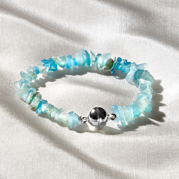 Bracelet en éclats d'aigue-marine
