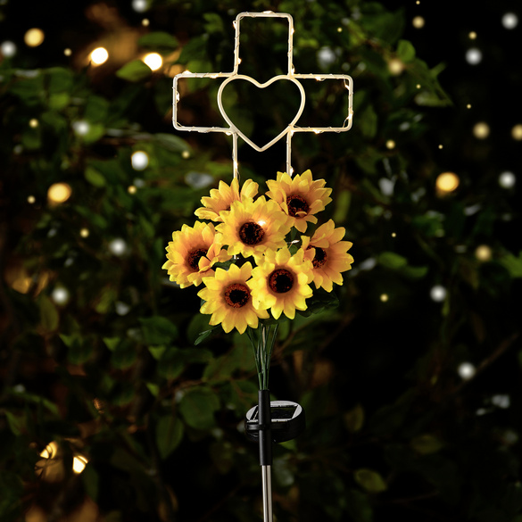 Vitrine Magique Croix de jardin solaire avec tournesol