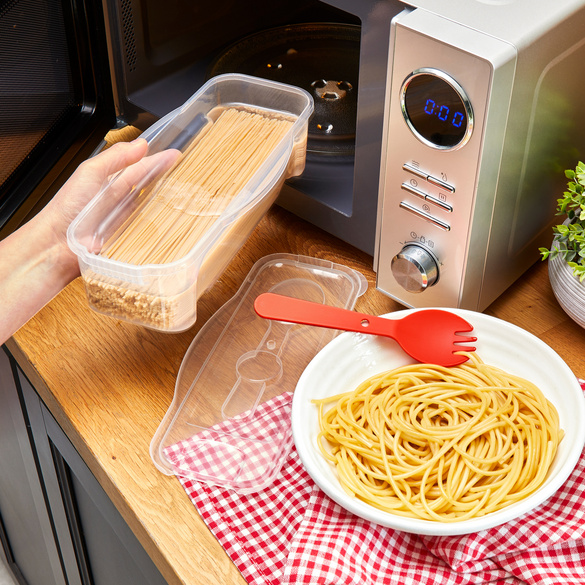 Cuiseur à Pâtes Pour Micro-ondes Avec Passoire Intégrée - 1,3 L - Transparent - Résistant à La Chaleur (de -20°C à 140°C) - 9