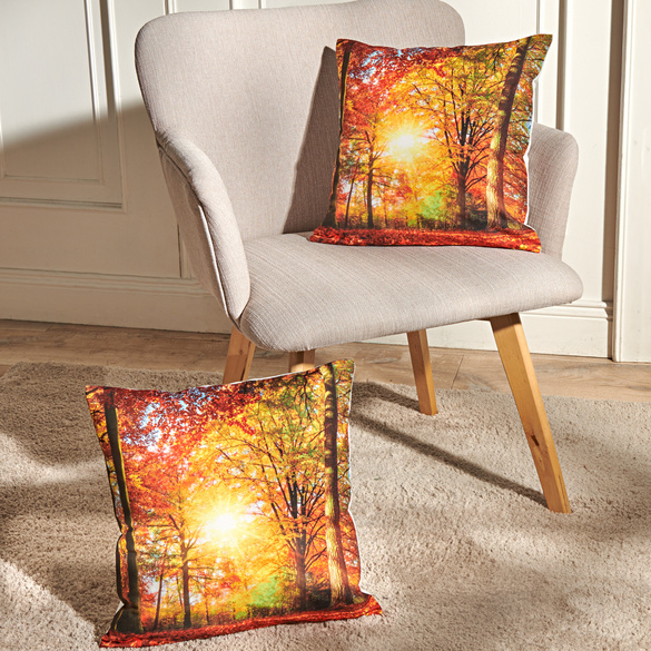 Housse De Coussin Citrouille Automne - 50x30 Cm, 100% Polyester, Motif 3 Citrouilles, Halloween - 3