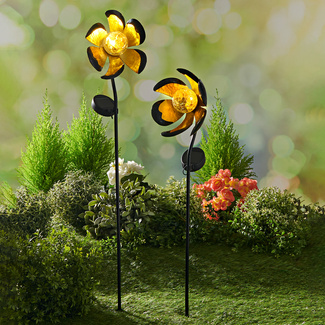 Lanterne Solaire métal Pomezia Noir H21 - Flora Déco - Jardin