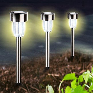 Lampe solaire décorative extérieure piquet lampe de jardin lanterne effet  flamme solaire, plastique noir, batterie 6-8h, LED blanc chaud, DxH 12x43  cm, lot de 3