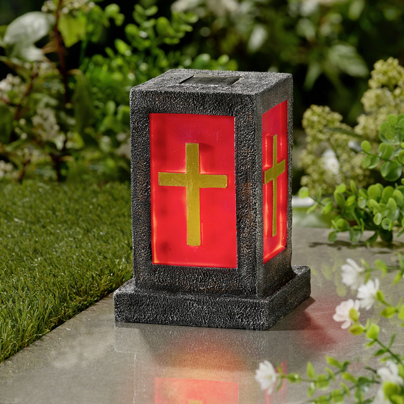 Vitrine Magique Lanterne commémorative solaire avec croix
