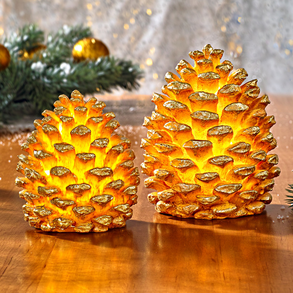 Lot De 4 Bougies Coniques Sans Flamme LED En Forme De Pomme De Pin - Bougies à Piles Avec Télécommande Et Minuteur - Bougeoirs Avec Mèche De Flamme 3D Pour Décoration D'intérieur