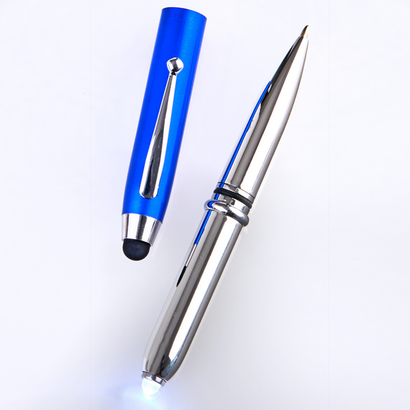 Lot de 3 stylets tactiles-stylos à bille avec lampe de poche
