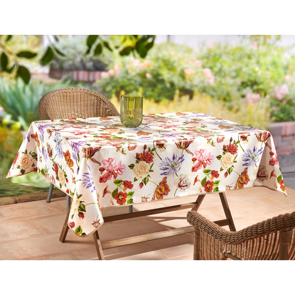 Anro - Nappe En Toile Cirée Lavable - Motif Floral Uni - Blanc, Toile Cirée, Bord De Coupe, 100x140cm