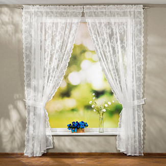 Rideaux De Cuisine Courts En Dentelle - 2 Pièces 91x45 Cm - Style Cottage Français - Pour Fenêtre, Salle De Bain, Grenier