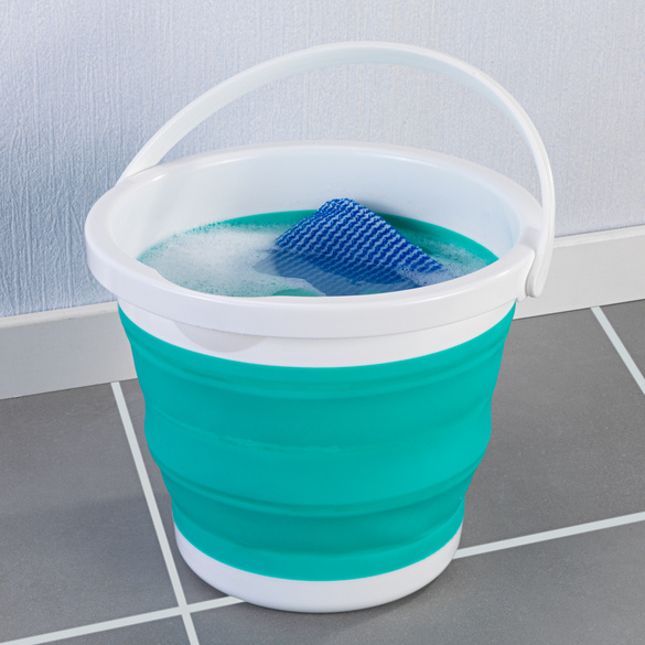 Seau de ménage pliable, turquoise