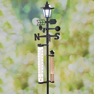Tytlyworth Thermomètre d'extérieur décoratif avec lumière Solaire,  décoration en étal
