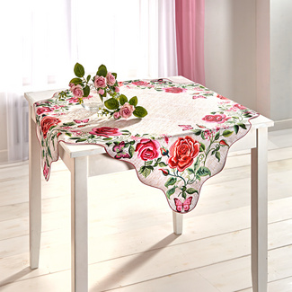 Nappe Rose Rouge Happy Birthday 137x274cm - Couverture Table Rectangulaire Fête Anniversaire