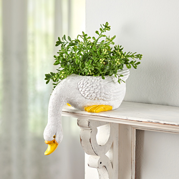 Mini Vase Soliflore En Porcelaine - Forme D'oie, Signé Orient Orchid, Décoration Couple Amour