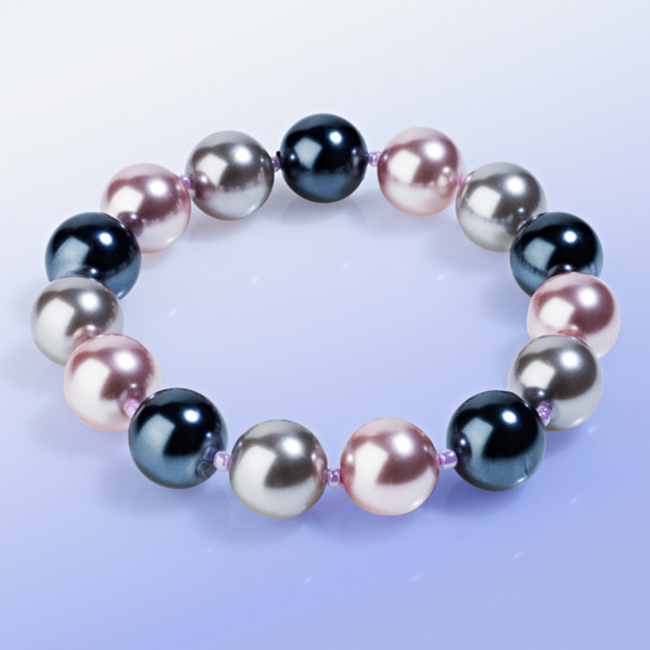 Bracelet en perles de verre, gris/violet