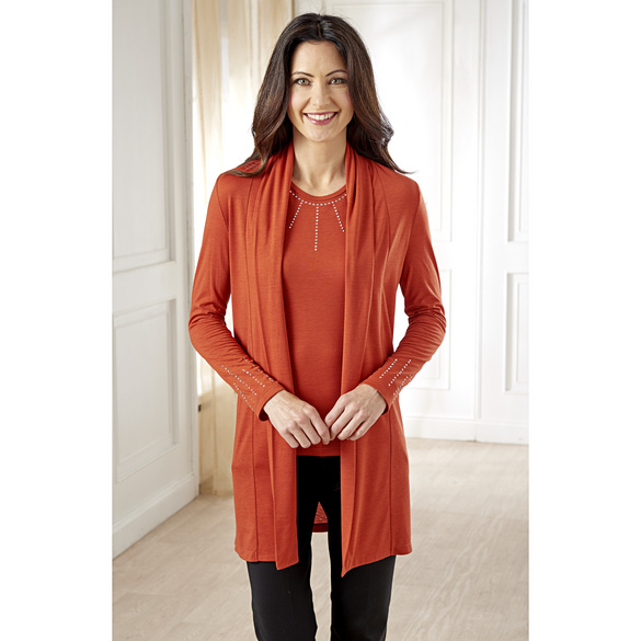 Gilet avec strass, rouge Amélie di Santi