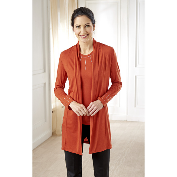 Gilet avec strass, rouge Amélie di Santi