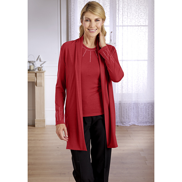 Gilet avec strass, rouge Amélie di Santi