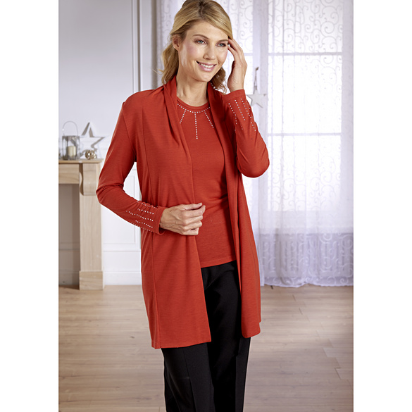 Gilet avec strass, rouge Amélie di Santi