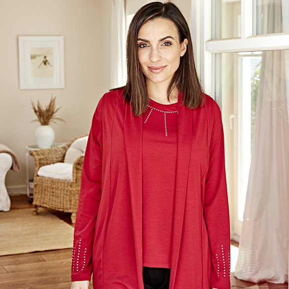 Gilet avec strass, rouge Amélie di Santi