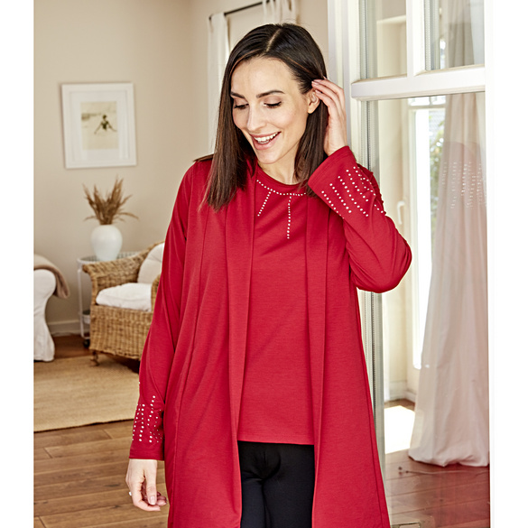 Gilet avec strass, rouge Amélie di Santi