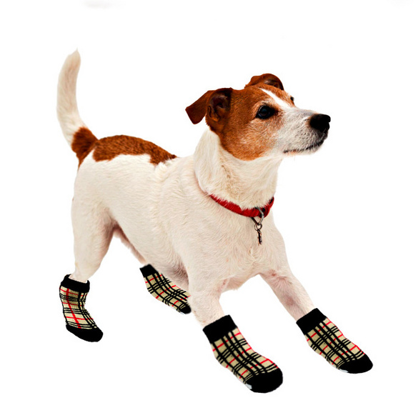 Chaussettes  à carreaux pour chien, petit modèle, lot de 4