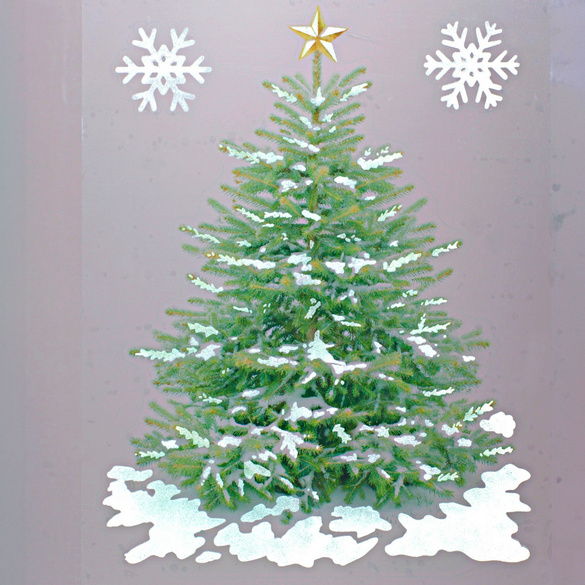 Déco de fenêtre fluorescente Sapin, 3 pièces
