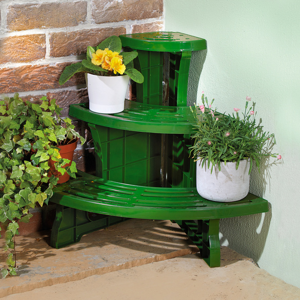 Banc pour plantes, 3 étages, vert