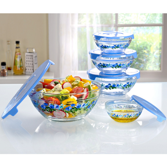 Lot de 5 saladiers + couvercles