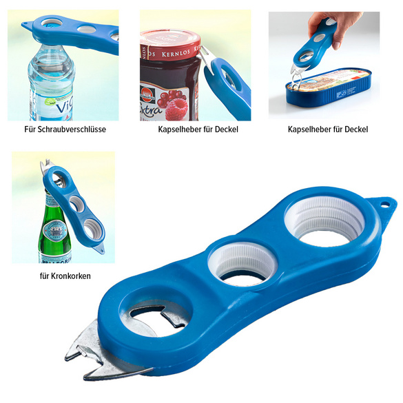 Ouvre-bocaux et bouchons, bleu