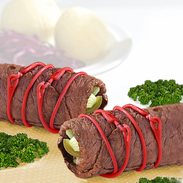 Lot de 6 liens à paupiettes élastiques, rouge