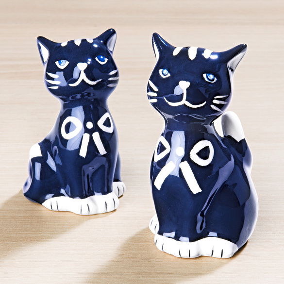 Salière et poivrière chat bleu
