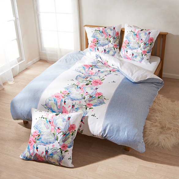 Parure de lit Cygnes, 3 pièces