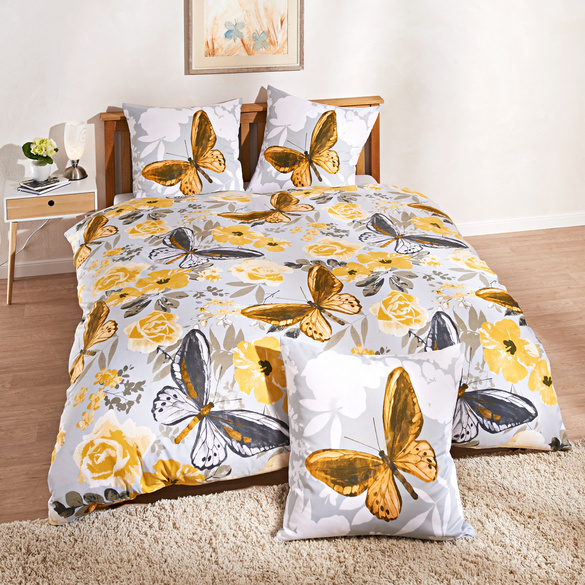 Parure de lit Papillons coloris or, 3 pièces