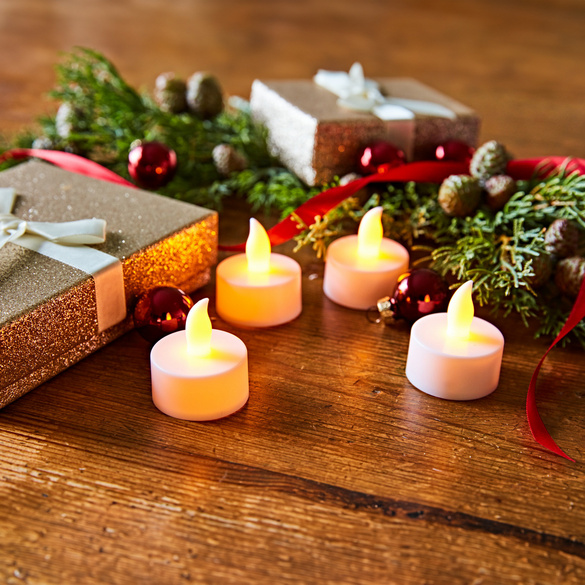 Lot de 4 bougies chauffe-plats LED à piles