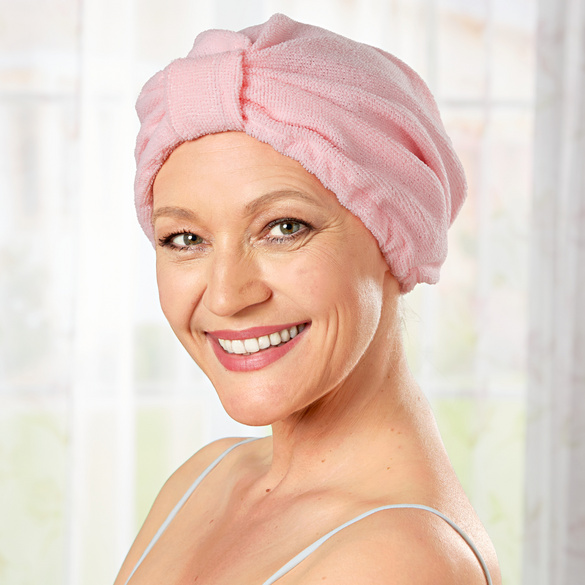 Bonnet de séchage en microfibre, rose