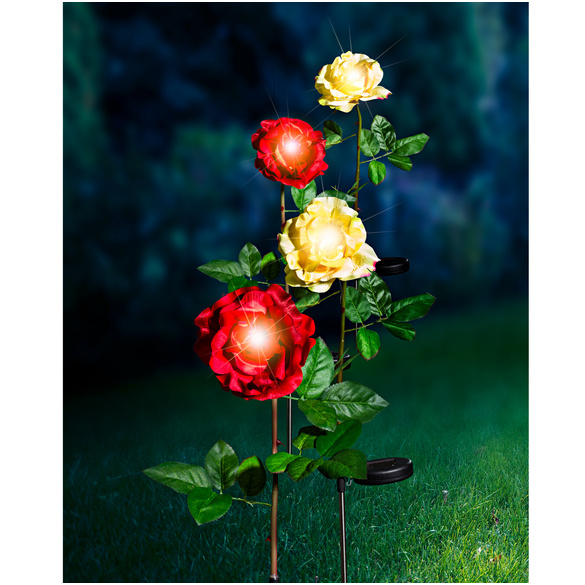 Lampe solaire "Rose" pour le jardin, rouge