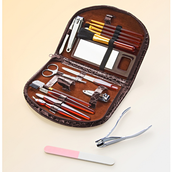 Set de manucure, imitation croco, 18 pièces