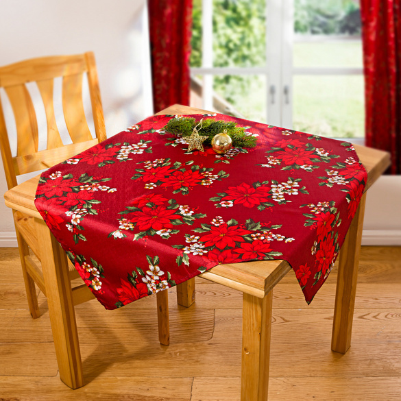 Nappe Poinsettia rouge, 85x85 cm