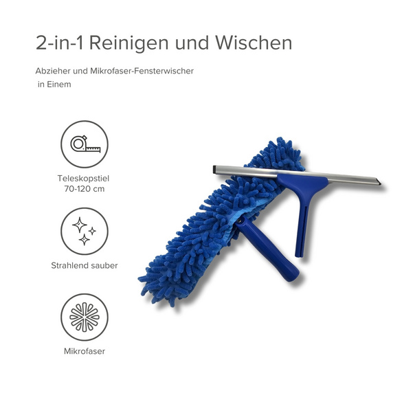Nettoyeur de vitres télescopique, bleu Clarsen