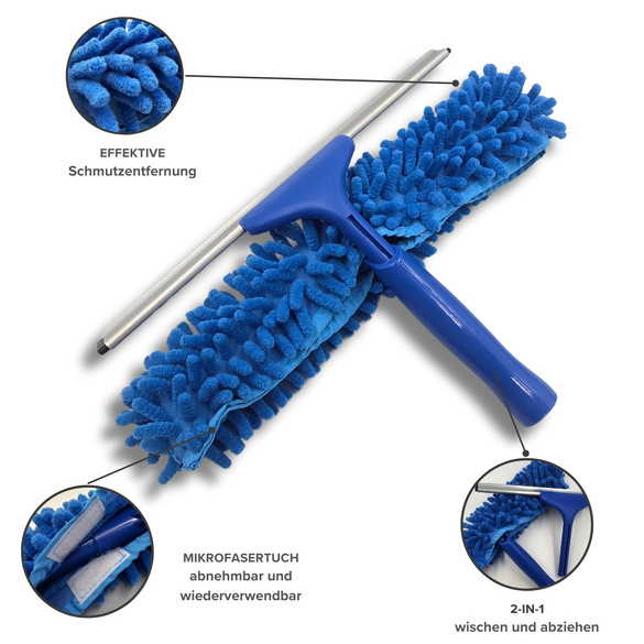 Nettoyeur de vitres télescopique, bleu Clarsen