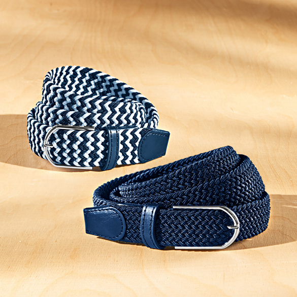 Lot de 2 ceintures marine/marine-blanc