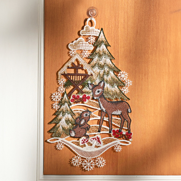 Suspension en textile scène forestière