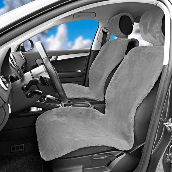 Lot de 2 housses de siège de voiture en peluche, gris