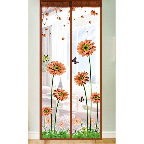 Rideau-moustiquaire Chrysanthèmes pour porte de balcon,  90 x 210cm