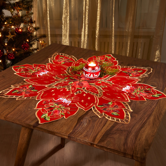 Sapin en bois, déco table de fête rouge 12 cm
