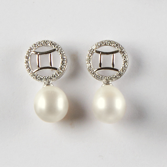 Boucles d'oreilles "Gémeaux" avec perle Amélie di Santi