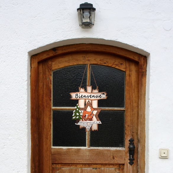 Panneau de porte Noël « Bienvenue »