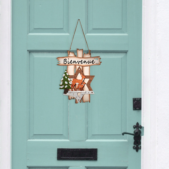 Panneau de porte Noël « Bienvenue »