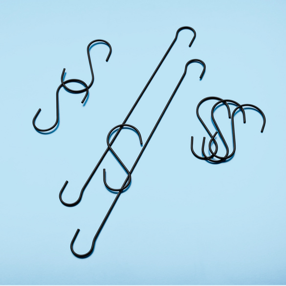 Crochets en métal, noir, lot de 8