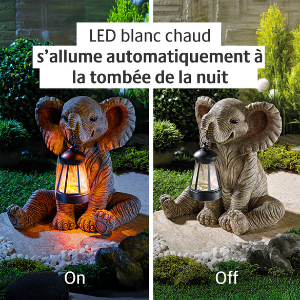 Déco Éléphant avec lanterne solaire Gainsborough